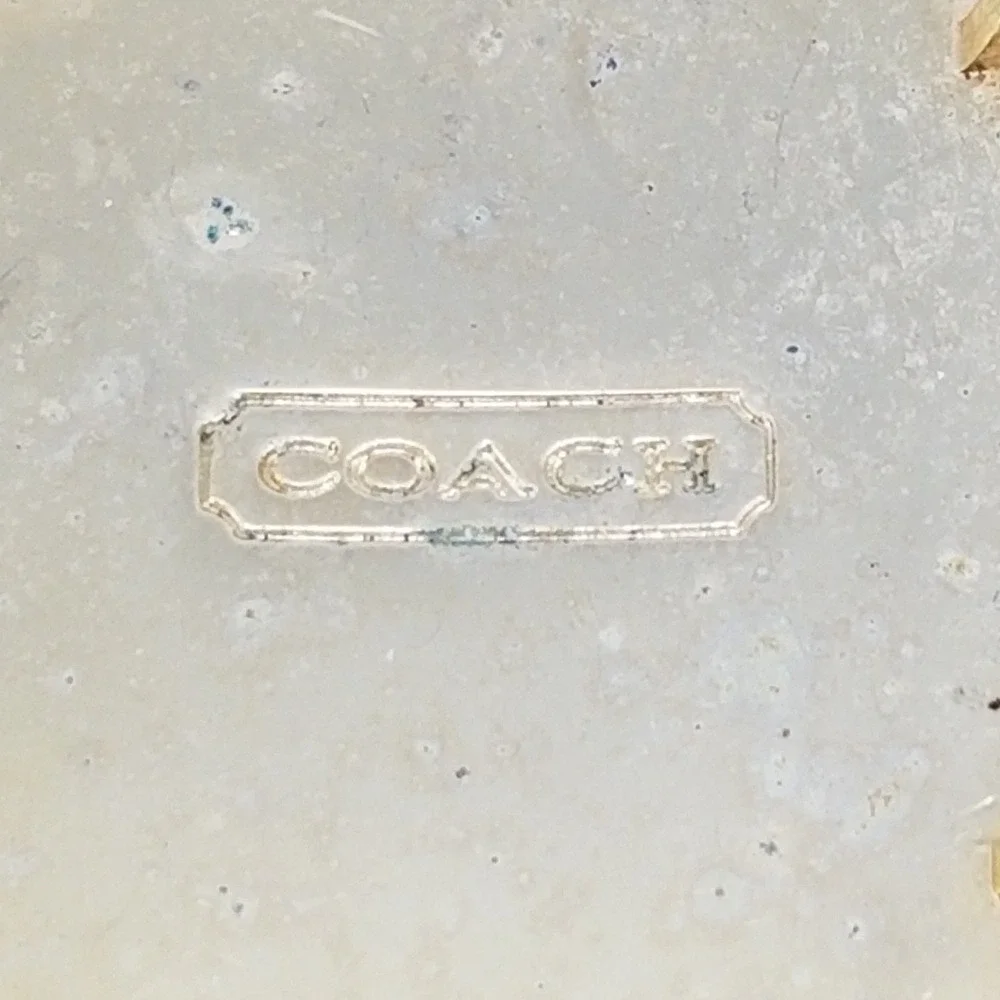 Coach‎ Signature C Logo Round Belt Buckle Gold Tone Black Cream Vintage